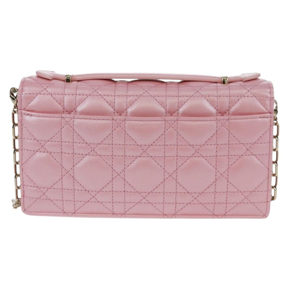 Christian Dior Cannage Miss Dior Chain Bag Leather 2way Pink Auth 159907SAM