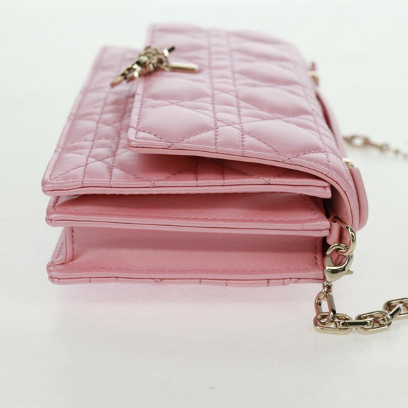 Christian Dior Cannage Miss Dior Chain Bag Leather 2way Pink Auth 159907SAM