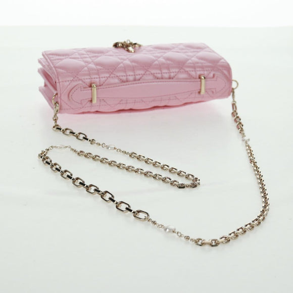 Christian Dior Cannage Miss Dior Chain Bag Leather 2way Pink Auth 159907SAM
