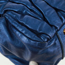 Miu Miu Matelasse Hand Bag Leather 2way Blue Gold Auth 159908SAV-18