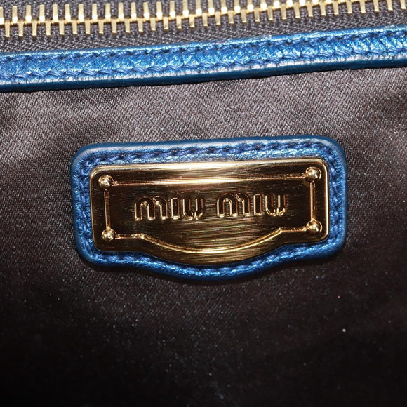Miu Miu Matelasse Hand Bag Leather 2way Blue Gold Auth 159908SAV