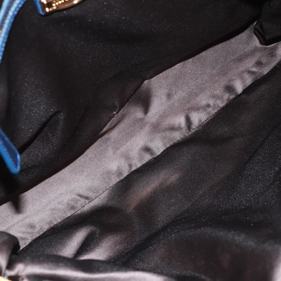 Miu Miu Matelasse Hand Bag Leather 2way Blue Gold Auth 159908SAV