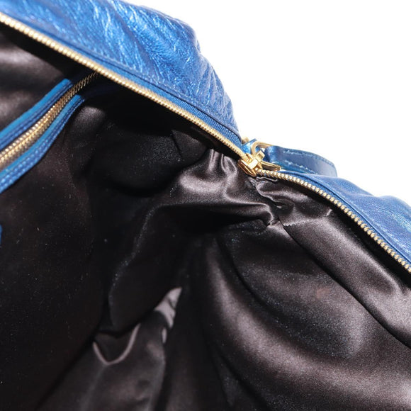 Miu Miu Matelasse Hand Bag Leather 2way Blue Gold Auth 159908SAV
