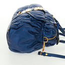 Miu Miu Matelasse Hand Bag Leather 2way Blue Gold Auth 159908SAV-4