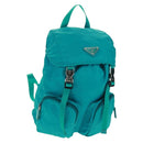 PRADA Backpack Nylon Turquoise Blue Silver Auth 159914V-1