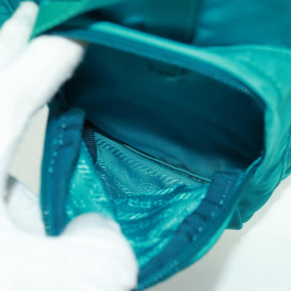 PRADA Backpack Nylon Turquoise Blue Silver Auth 159914V