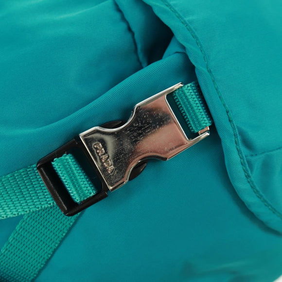 PRADA Backpack Nylon Turquoise Blue Silver Auth 159914V