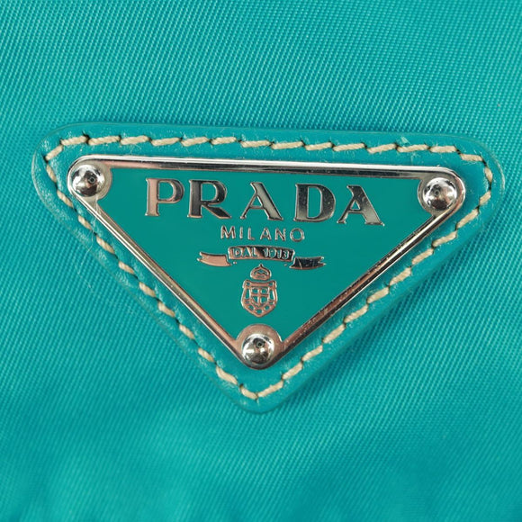 PRADA Backpack Nylon Turquoise Blue Silver Auth 159914V