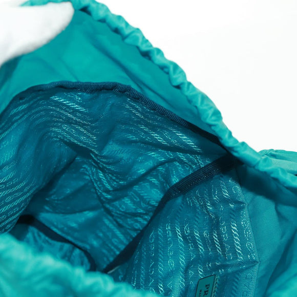 PRADA Backpack Nylon Turquoise Blue Silver Auth 159914V