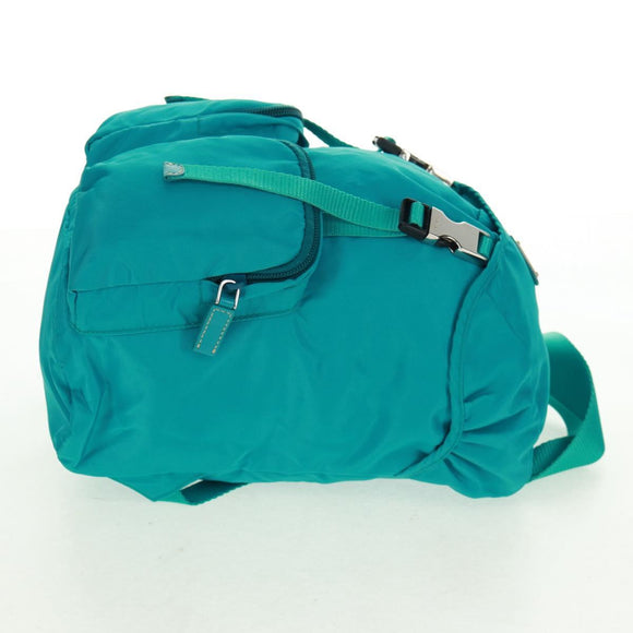 PRADA Backpack Nylon Turquoise Blue Silver Auth 159914V