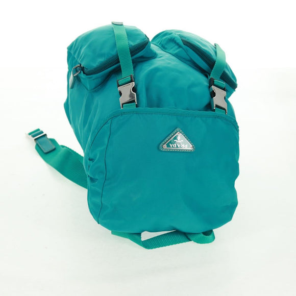 PRADA Backpack Nylon Turquoise Blue Silver Auth 159914V