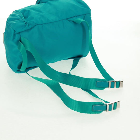 PRADA Backpack Nylon Turquoise Blue Silver Auth 159914V