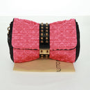 LOUIS VUITTON Monogram Coquette Pochette Bag Satin Leather Pink Auth 159918SAV-12