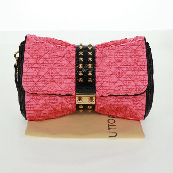 LOUIS VUITTON Monogram Coquette Pochette Bag Satin Leather Pink Auth 159918SAV