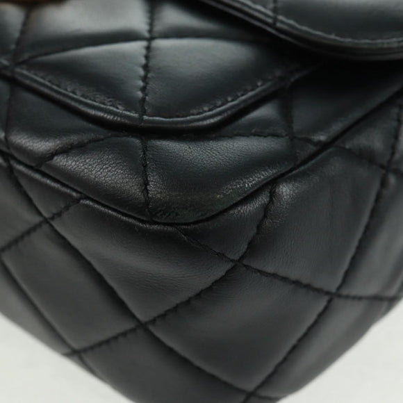 CHANEL Matelasse Chain Shoulder Bag Lamb Skin Black Gold CC Auth 159919SAM