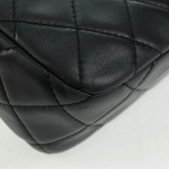 CHANEL Matelasse Chain Shoulder Bag Lamb Skin Black Gold CC Auth 159919SAM