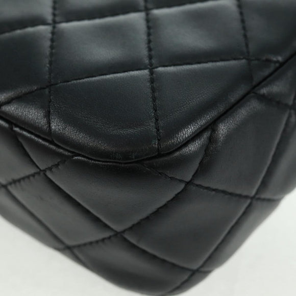 CHANEL Matelasse Chain Shoulder Bag Lamb Skin Black Gold CC Auth 159919SAM