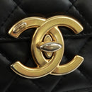 CHANEL Matelasse Chain Shoulder Bag Lamb Skin Black Gold CC Auth 159919SAM-16