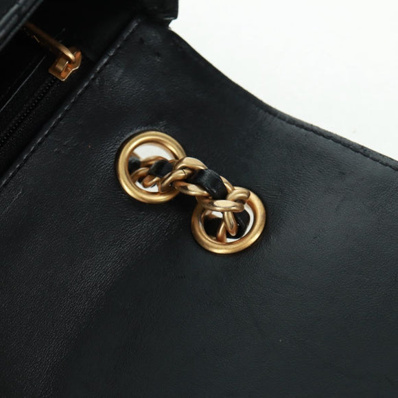CHANEL Matelasse Chain Shoulder Bag Lamb Skin Black Gold CC Auth 159919SAM