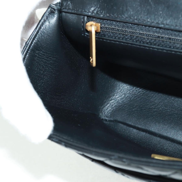 CHANEL Matelasse Chain Shoulder Bag Lamb Skin Black Gold CC Auth 159919SAM