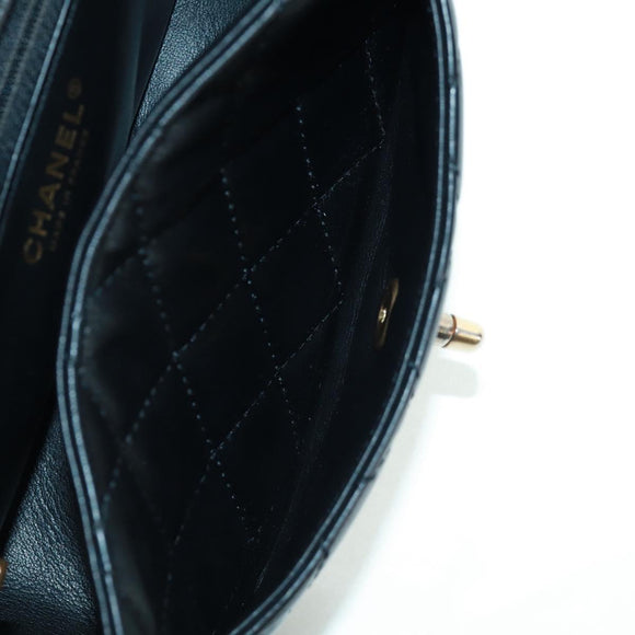 CHANEL Matelasse Chain Shoulder Bag Lamb Skin Black Gold CC Auth 159919SAM