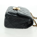 CHANEL Matelasse Chain Shoulder Bag Lamb Skin Black Gold CC Auth 159919SAM-6
