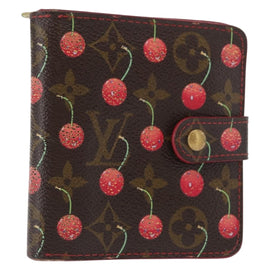LOUIS VUITTON Monogram Cherry Compact zip Bifold Wallet M95005 LV Auth 159920