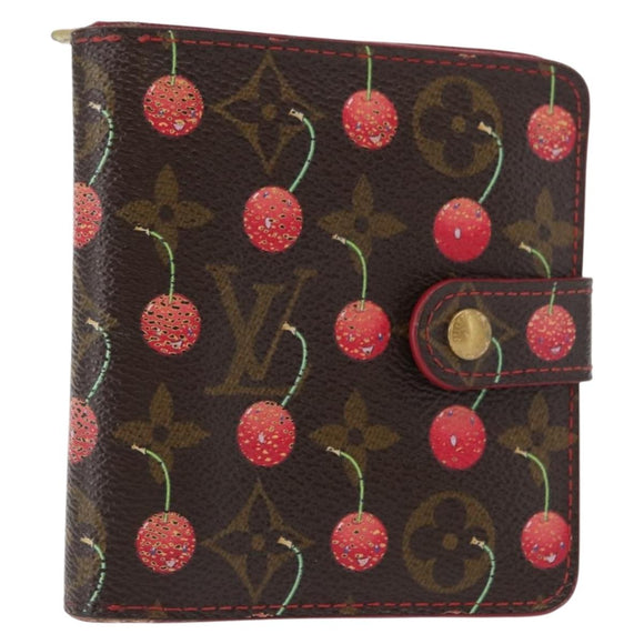 LOUIS VUITTON Monogram Cherry Compact zip Bifold Wallet M95005 LV Auth 159920