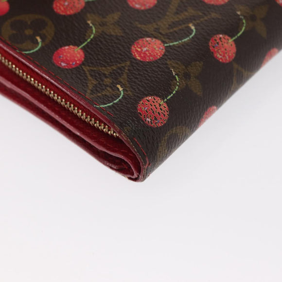 LOUIS VUITTON Monogram Cherry Compact zip Bifold Wallet M95005 LV Auth 159920