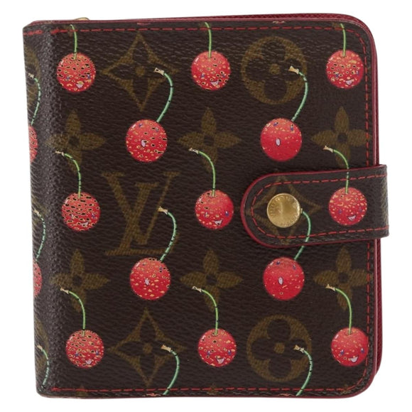 LOUIS VUITTON Monogram Cherry Compact zip Bifold Wallet M95005 LV Auth 159920