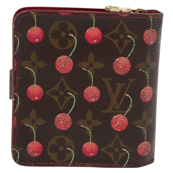 LOUIS VUITTON Monogram Cherry Compact zip Bifold Wallet M95005 LV Auth 159920
