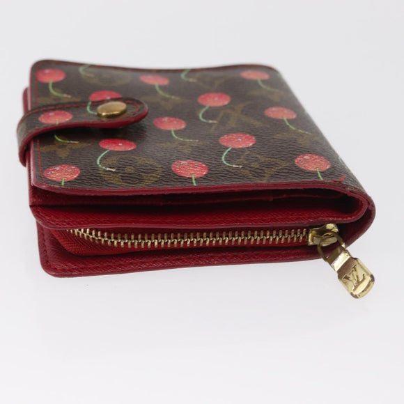 LOUIS VUITTON Monogram Cherry Compact zip Bifold Wallet M95005 LV Auth 159920