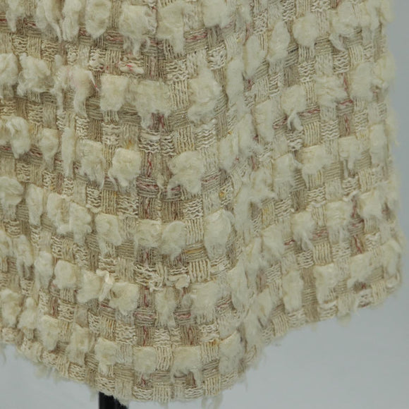 CHANEL Jacket Skirt Setup Tweed White CC Auth 159923V