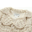 CHANEL Jacket Skirt Setup Tweed White CC Auth 159923V-15