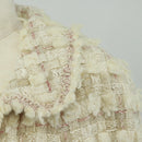 CHANEL Jacket Skirt Setup Tweed White CC Auth 159923V-5