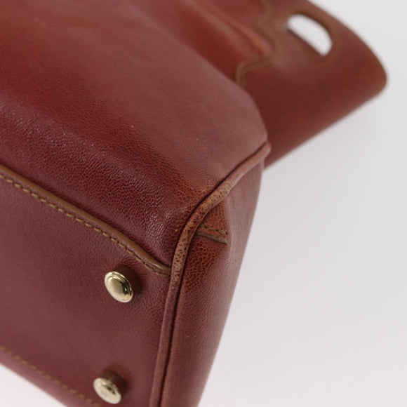 CARTIER Marcello Hand Bag Leather Brown Auth 159935