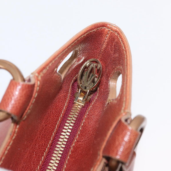 CARTIER Marcello Hand Bag Leather Brown Auth 159935