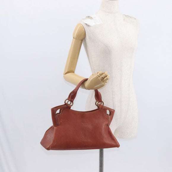 CARTIER Marcello Hand Bag Leather Brown Auth 159935