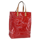 LOUIS VUITTON Monogram Vernis Reade MM Hand Bag Red Rouge M91086 LV Auth 159938-1