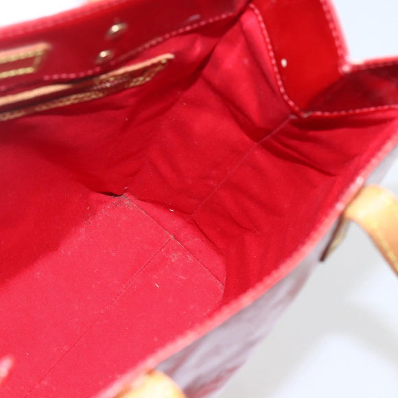 LOUIS VUITTON Monogram Vernis Reade MM Hand Bag Red Rouge M91086 LV Auth 159938