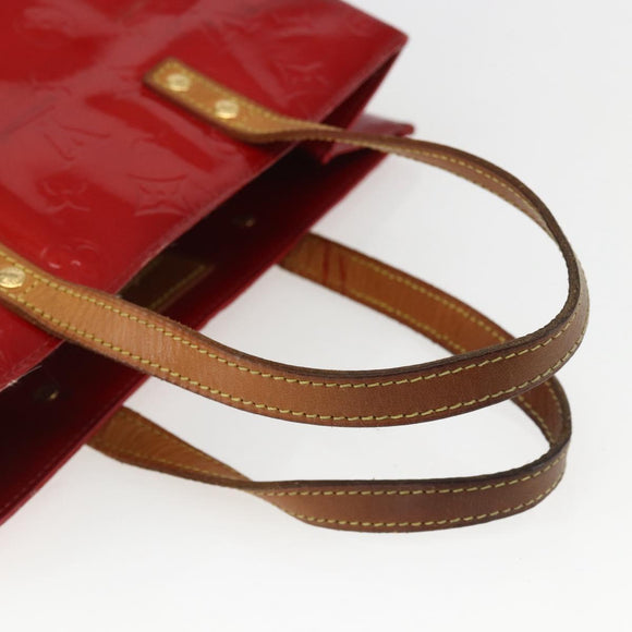 LOUIS VUITTON Monogram Vernis Reade MM Hand Bag Red Rouge M91086 LV Auth 159938