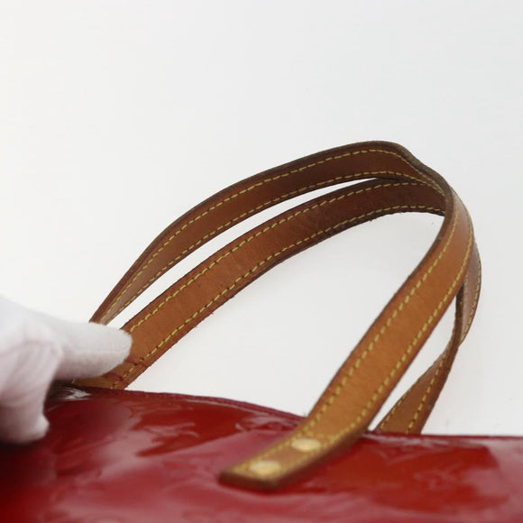 LOUIS VUITTON Monogram Vernis Reade MM Hand Bag Red Rouge M91086 LV Auth 159938