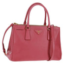 PRADA Galleria Hand Bag Safiano leather 2way Pink Gold Auth 159946-1