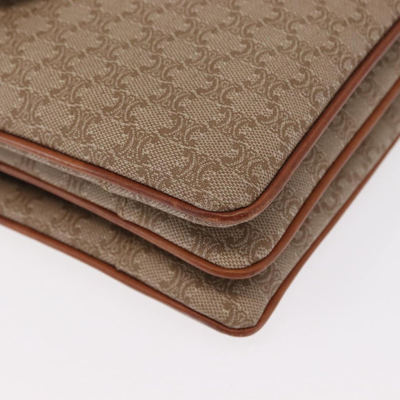 CELINE Macadam Canvas Hand Bag PVC Beige Gold Auth 159948