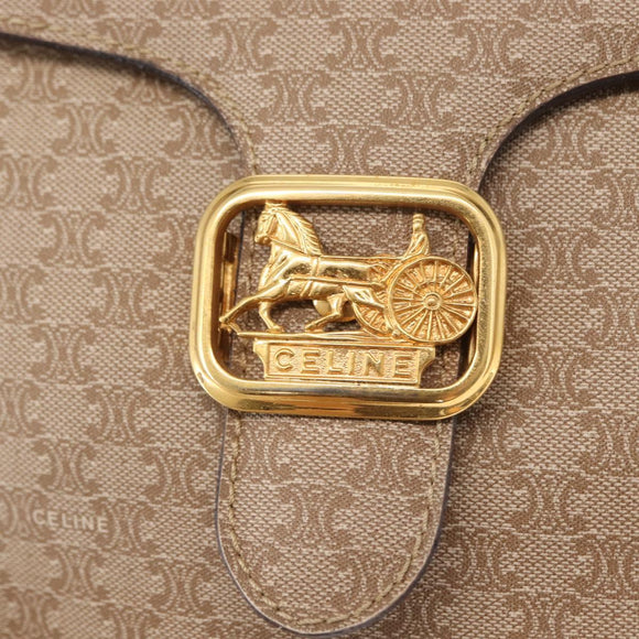 CELINE Macadam Canvas Hand Bag PVC Beige Gold Auth 159948