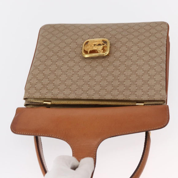 CELINE Macadam Canvas Hand Bag PVC Beige Gold Auth 159948
