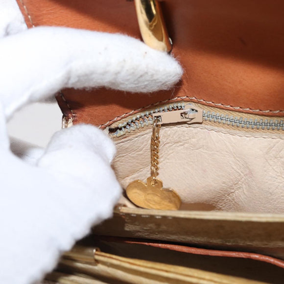 CELINE Macadam Canvas Hand Bag PVC Beige Gold Auth 159948