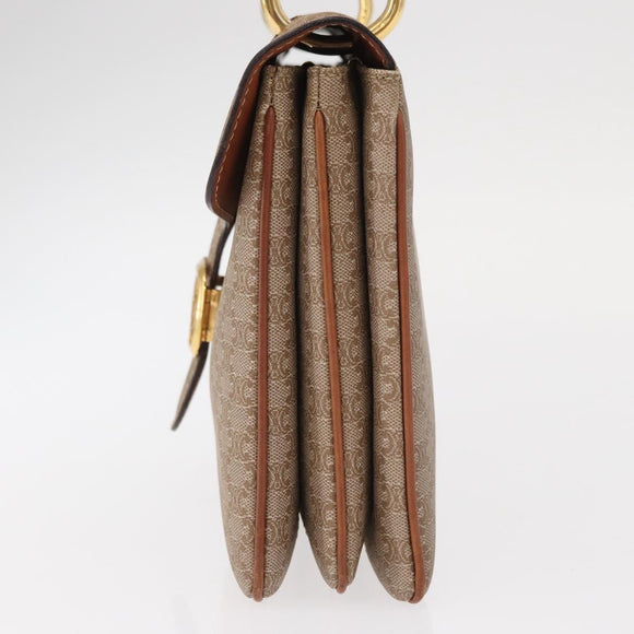 CELINE Macadam Canvas Hand Bag PVC Beige Gold Auth 159948