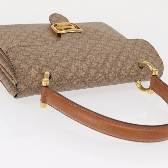 CELINE Macadam Canvas Hand Bag PVC Beige Gold Auth 159948