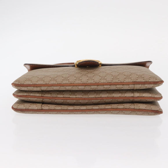 CELINE Macadam Canvas Hand Bag PVC Beige Gold Auth 159948